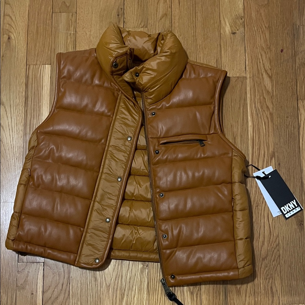 DKNY Brown Puffer Vest